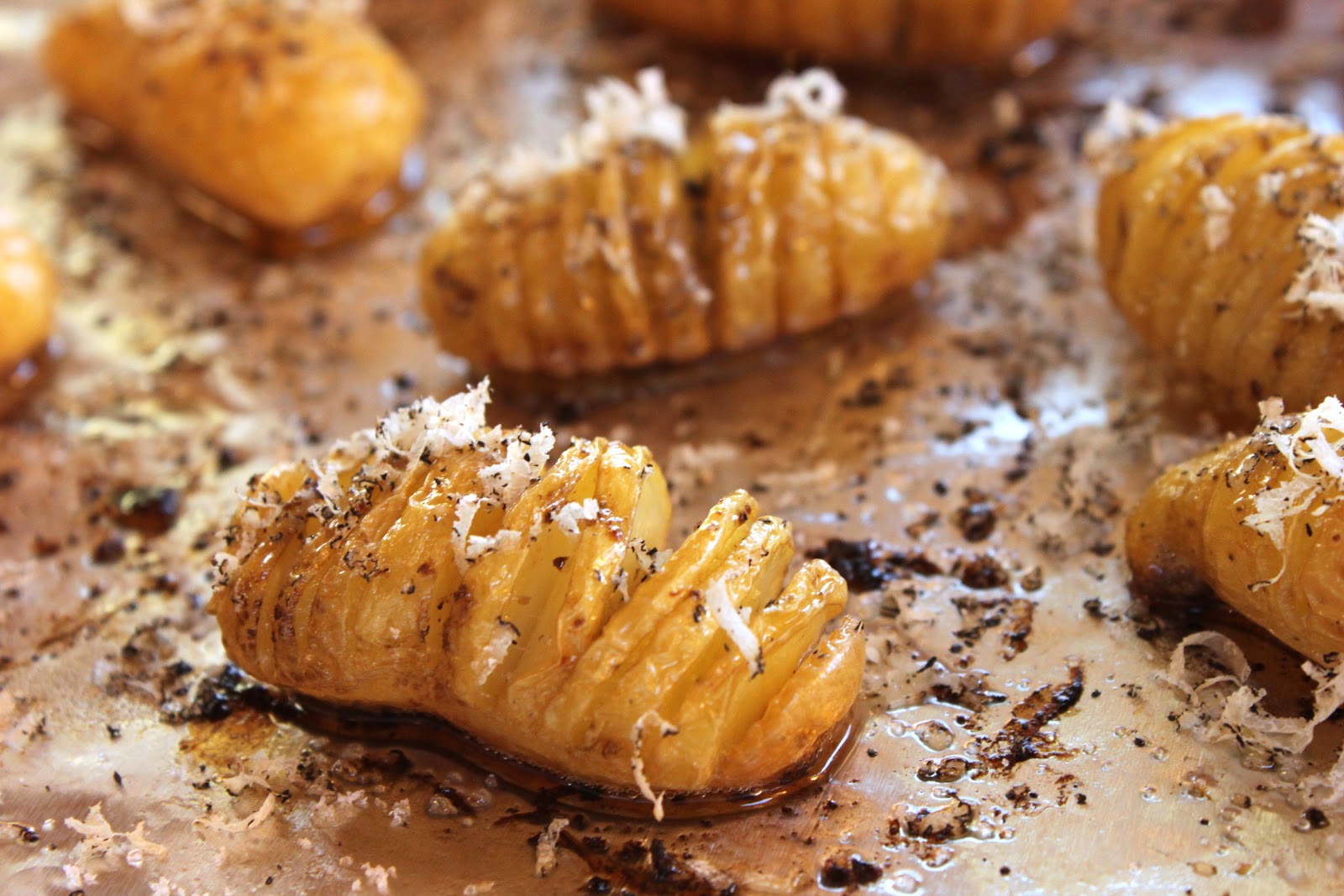 Tiny truffled Hasselback potatoes