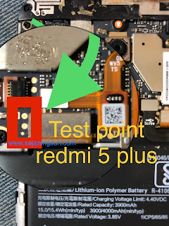 Letak titik test point EDL mode 9008 Redmi 5 plus aka Vince