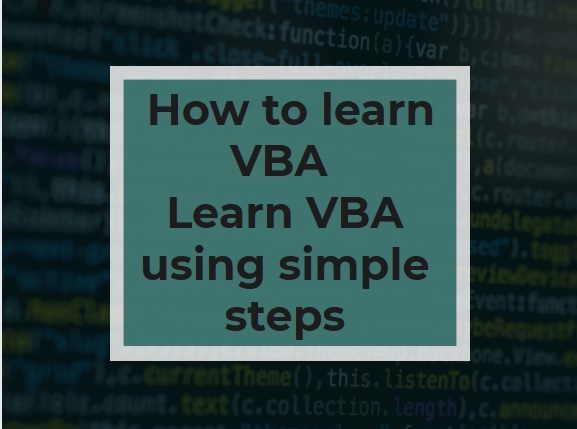 How to learn VBA steps to learn vba