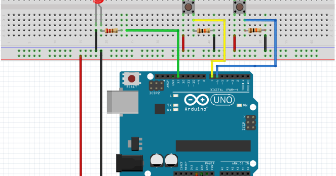 Arduino - Giao tiếp với Button (Phần 1): Bật tắt led bằng 2 nút ...