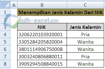 Menentukan Jenis Kelamin Berdasarkan Nik Dengan Rumus Excel Adhe Pradiptha