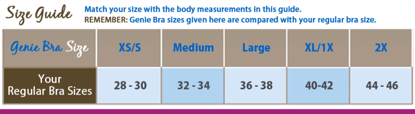 Genie Bra Size Chart