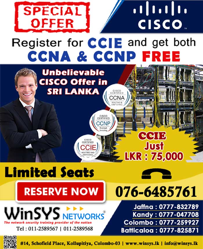 WinSYS Networks (Pvt) Ltd. was established in May 2003 with the prime intention of providing Hi Tech training and Consulting for corporate sector. In short period of time we have built reputation as a professional organization of very high integrity. Today WinSYS Networks, has become a premier training & consultancy company for networking, network security, & internet technologies in Sri Lanka, Human resources of WinSYS Networks include senior network consultants, business consultants, network security experts, project managers, system analysts and professional trainers. 