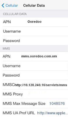 Ooredoo Oman APN Settings for iPhone 6/iPad: