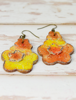 Clay Earrings Orange Art Earrings