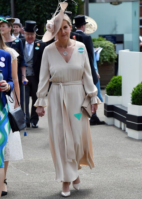 Countess of Wessex wore a new Amanda silk dress by ARoss Girl. Zara Tindall wore a polka dot dress by ME+EM