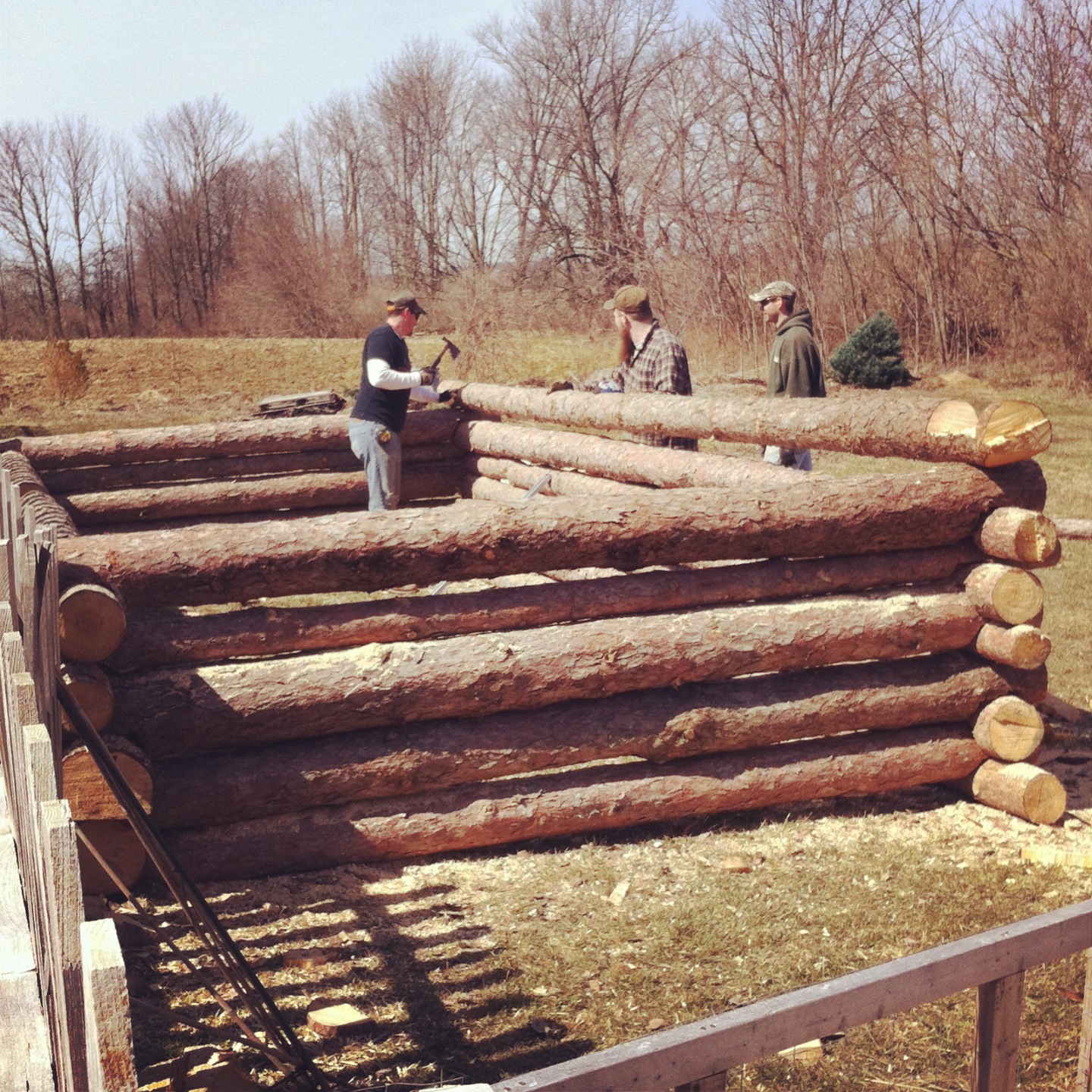 our little blue farmhouse... Building a Log Chicken Coop a story in