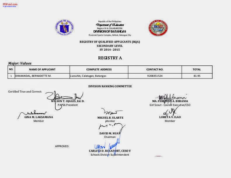 DepEd Memos, Orders & Results: 2014