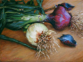 Painting:  Artist Robin Lucile Anderson - Purple and White Onions