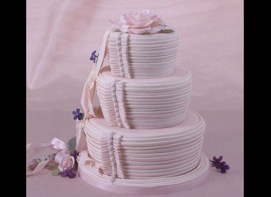 Romantic Wedding Cake Pleats and Flowers