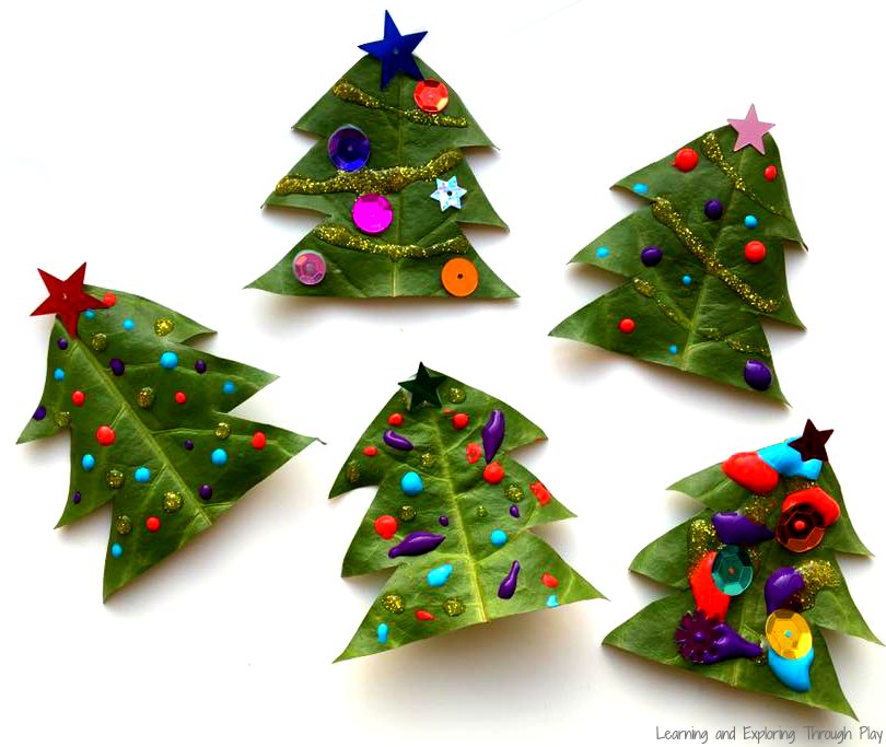 Learning and Exploring Through Play Leaf Christmas Tree Craft