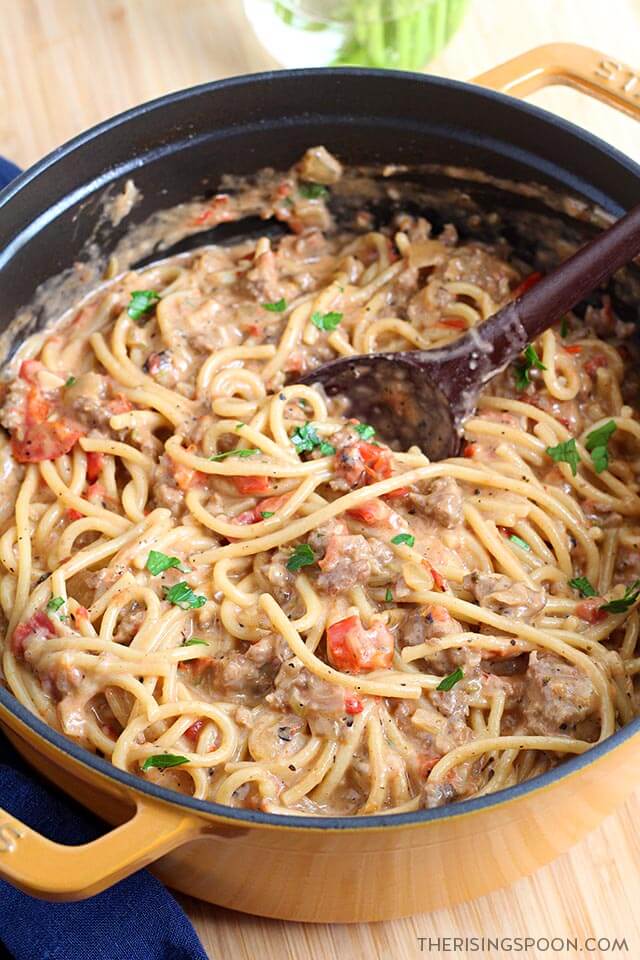 Creamy OnePot Spaghetti with Italian Sausage The Rising Spoon