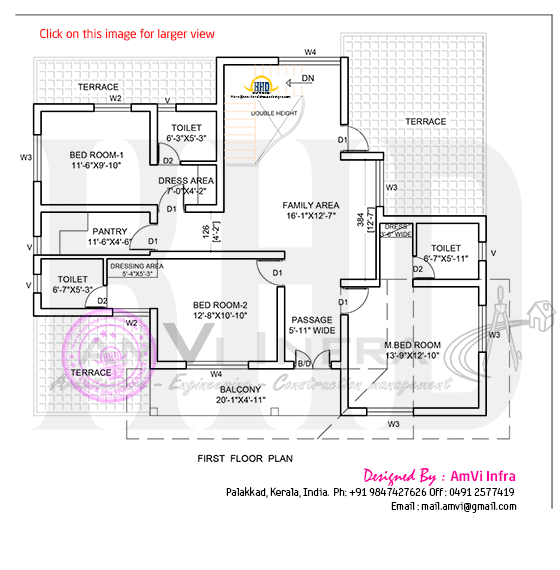 Villa elevation in 232 square meter