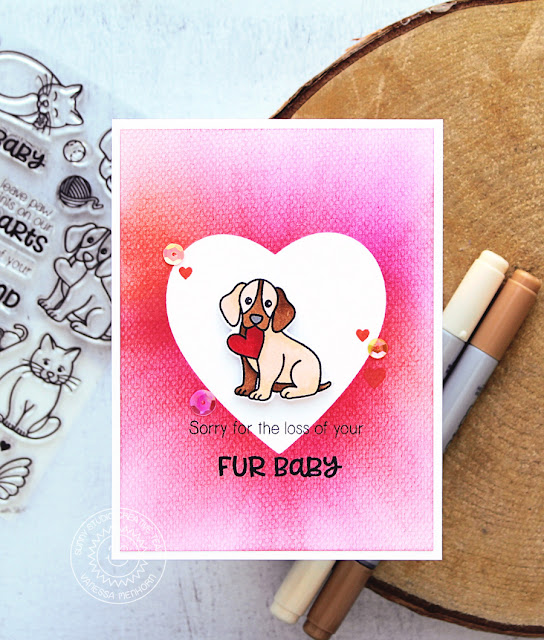 Sunny Studio Stamps: Pet Sympathy Masked Heart Puppy Sympathy Card by Vanessa Menhorn