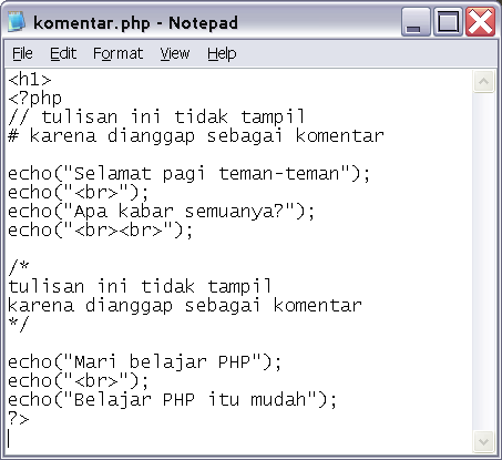 Menuliskan Komentar Pada HTML, Javascript, ASP, Atau PHP - Niguru Indonesia