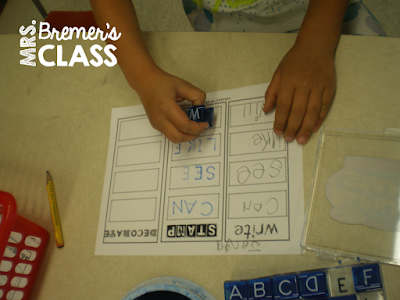 Fun sight word literacy center- write, stamp, and decorate the words!