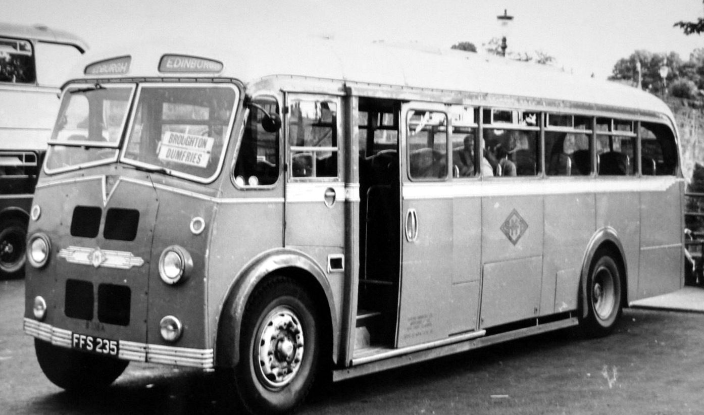 Tour Scotland Old Photograph Passenger Bus Broughton Scotland