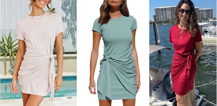 LILLUSORY Crewneck Bodycon Dresses Apricot