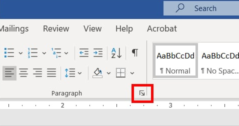 standard size of the first line indent in word