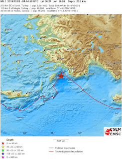 Cutremur moderat cu magnitudinea de 5,1 grade in regiunea limitrofa Ins.Dodecanese-Turcia