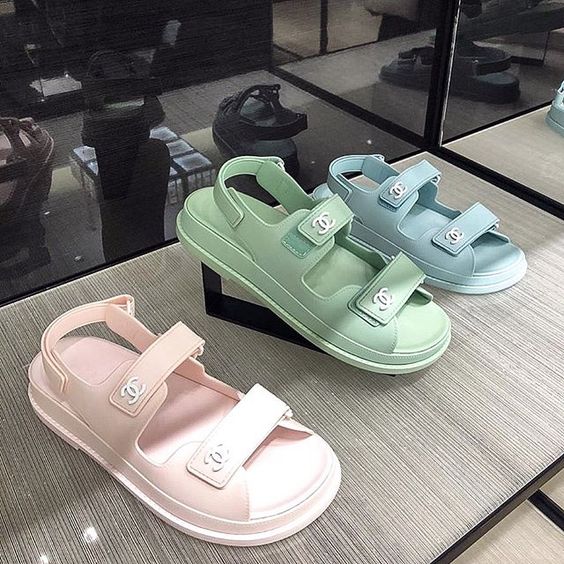 chanel pink dad sandals