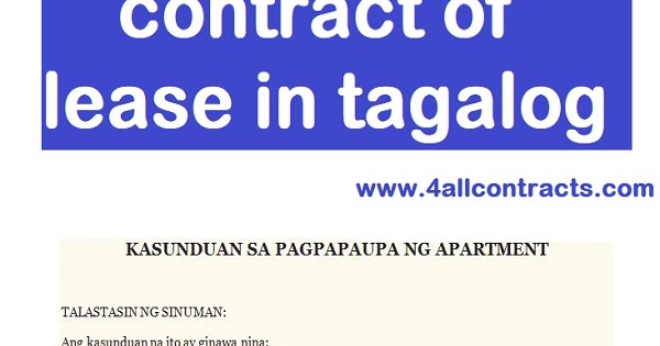 Contract Of Lease In Tagalog Sample Contracts