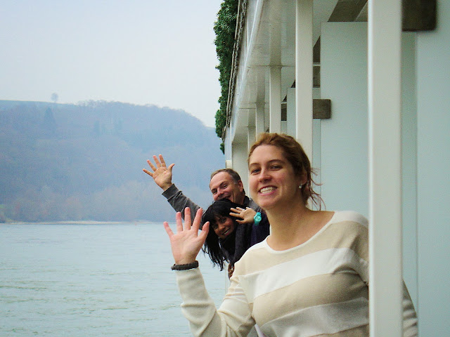 A chance encounter as we sailed through the Wachau Valley in Austria. Suddenly, the 'Viking Social' club emerged from our cabins at the same time to snap some photos of each other. Pictured here are Brittany, JohnnyJet and Natalie.