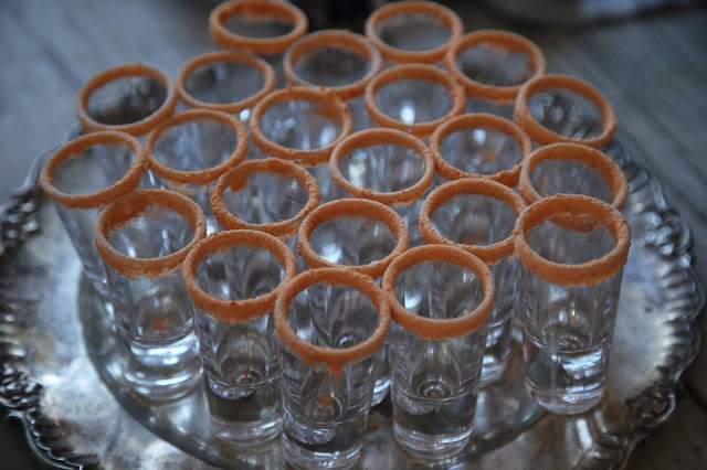 carrot and sour salt rimmed glasses. British Organic Carrot supper club Pic: Kerstin Rodgers/msmarmitelover.com