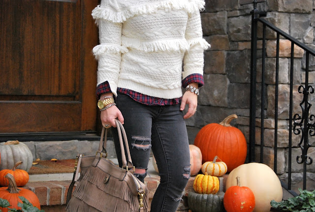 JOA Fringe Sweater, Shopbop sweater, how to style a fringe sweater