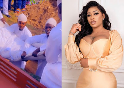 Watch the Moment Toyin Lawani father is been laid to rest (Video)
