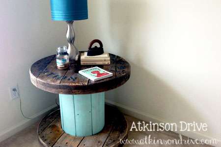 This spool style side table looks great with some added color in the middle