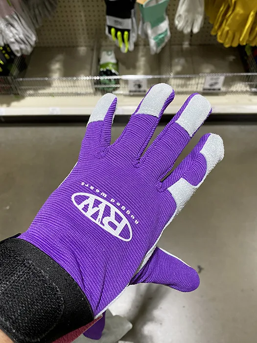 purple work gloves at Menards