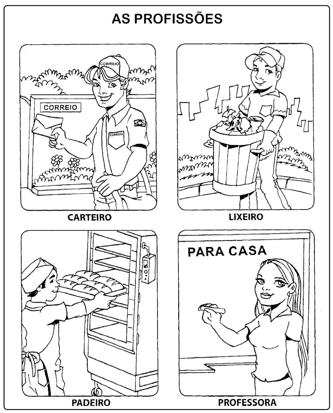 Profissões para colorir  Desenhos de profissões, Desenhos para colorir,  Cores primárias e secundárias