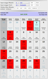 Kalender Jawa hari baik bulan juli 2020