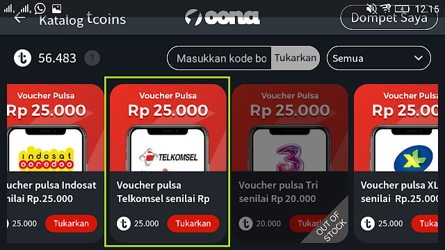 pulsa gratis dari aplikasi oona tv