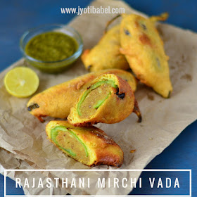 Rajasthani Mirchi Vada, as the name says is a popular deep fried fritter from the state of Rajasthan. 