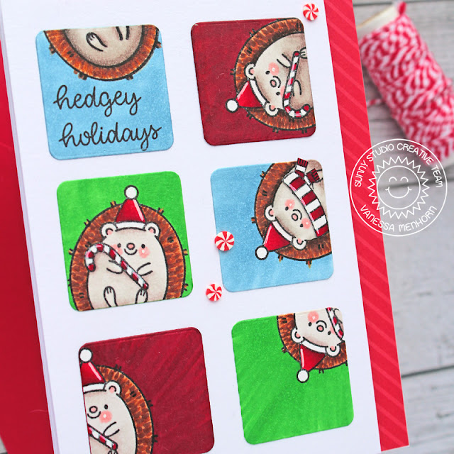 Sunny Studio Stamps: Hedgey Holidays Window Trio Dies Hedgehog Themed Christmas Card by Vanessa Menhorn Sunny Studio Stamps: Hedgey Holidays Window Trio Dies Hedgehog Themed Christmas Card by Vanessa Menhorn