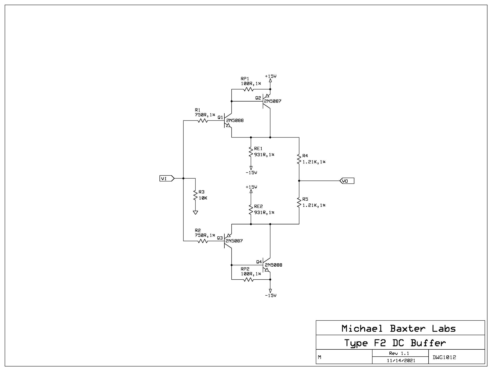 Dual Sziklai Pair Transistor DC Buffer