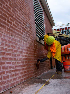 brick wall scrubing