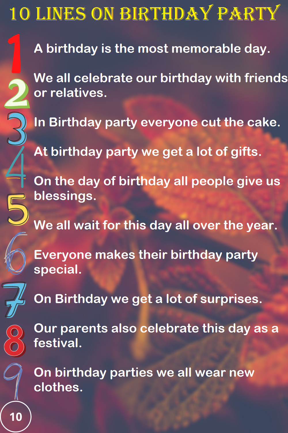 birthday party essay points