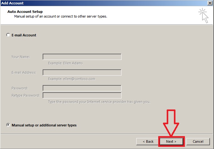 Chọn Manual setup or additional server types Chọn Manual setup or additional server types