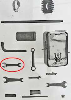 Royal Enfield wrench shown in tool kit photo.