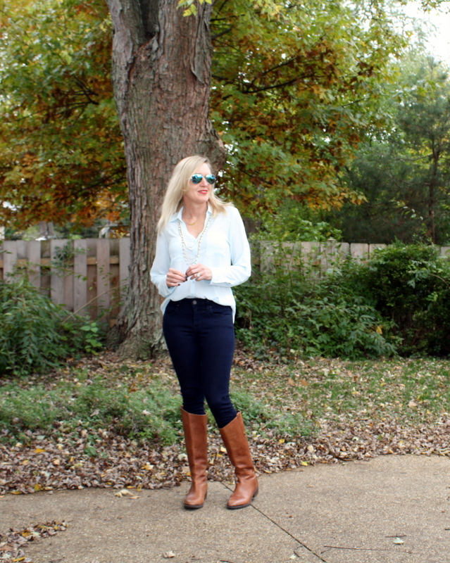 Blue & White Polka Dot Portofino Shirt Outfit for Spring