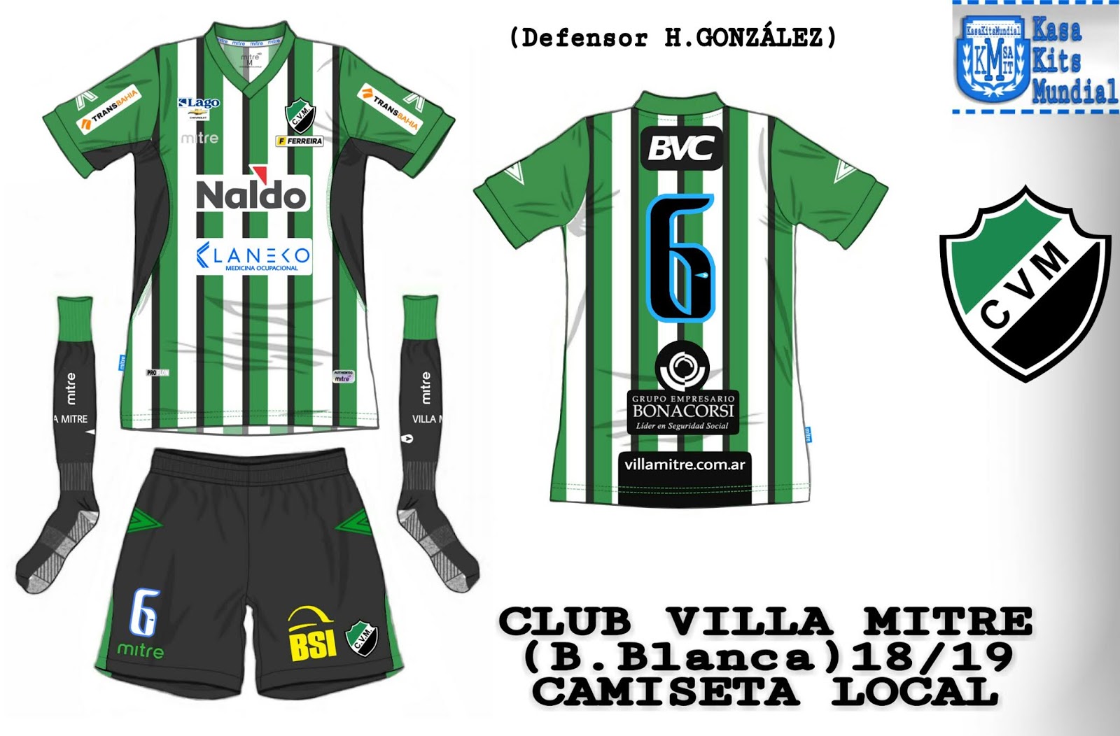 CasaKits Mundial Camisetas del Club Villa Mitre 18/18 (Bahía blanca