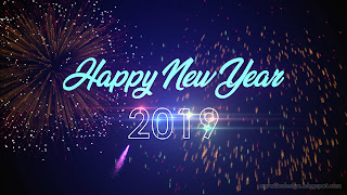 Happy New Year 2019 Blue Dark Light And Colorful Fireworks Illustration