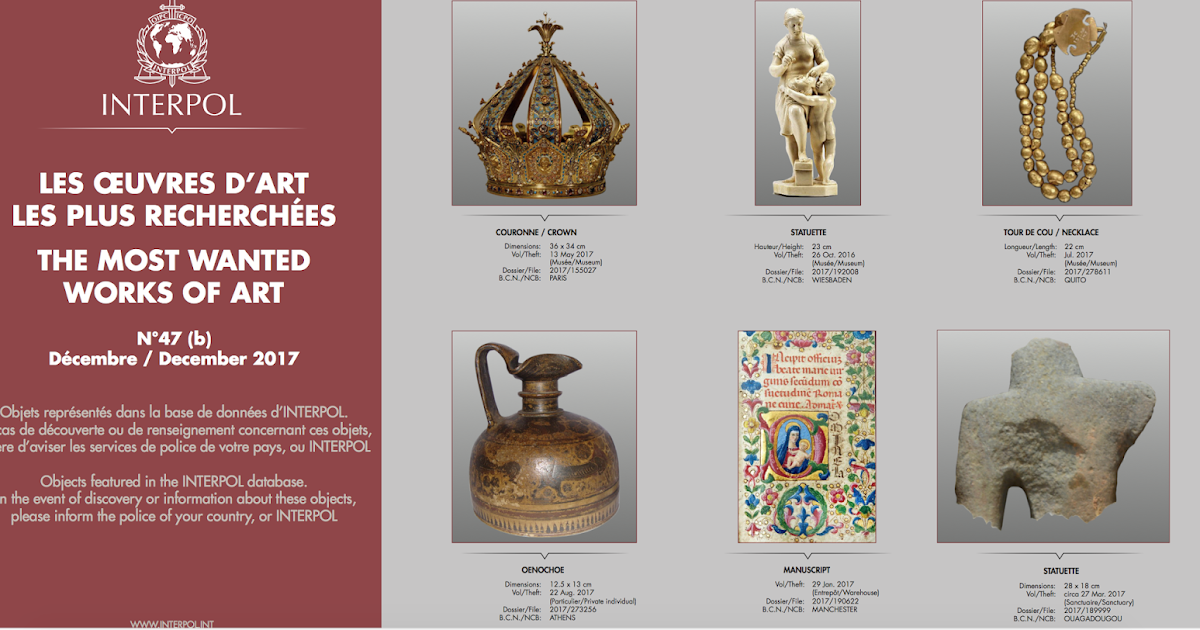 INTERPOL's Most Wanted stolen works of art lists ARCAblog