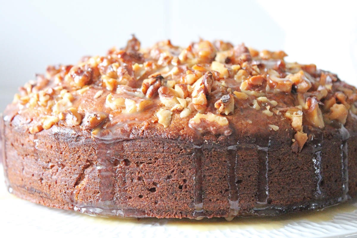 Banana and Walnut Cake with Maple Syrup Glaze Threadbare Creations