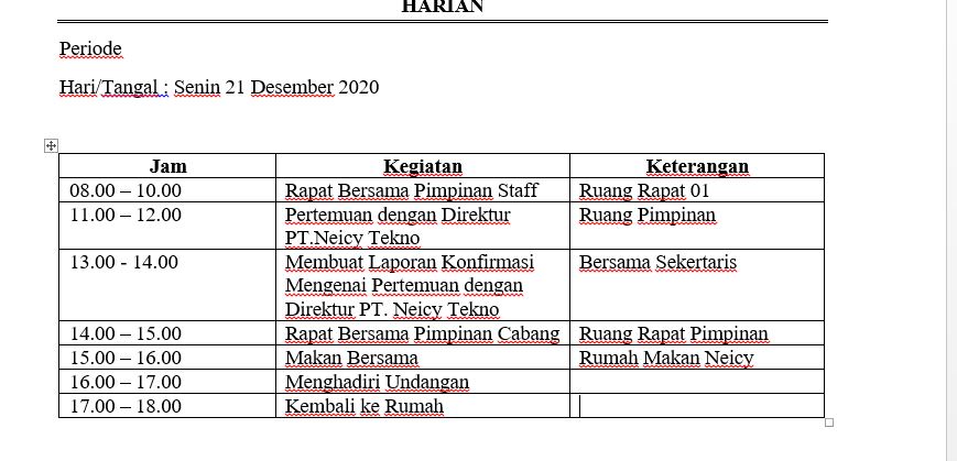 Tutorial Membuat Agenda Harian Di Ms Word Beserta Contoh Dan Penjelasannya Neicy Tekno