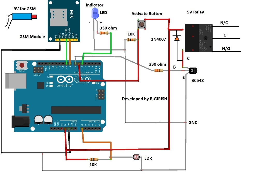 GSM - SMS-based laser safety circuit. wiring diagram for ke light switch 