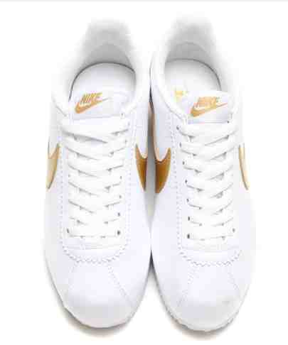 nike cortez white metallic gold